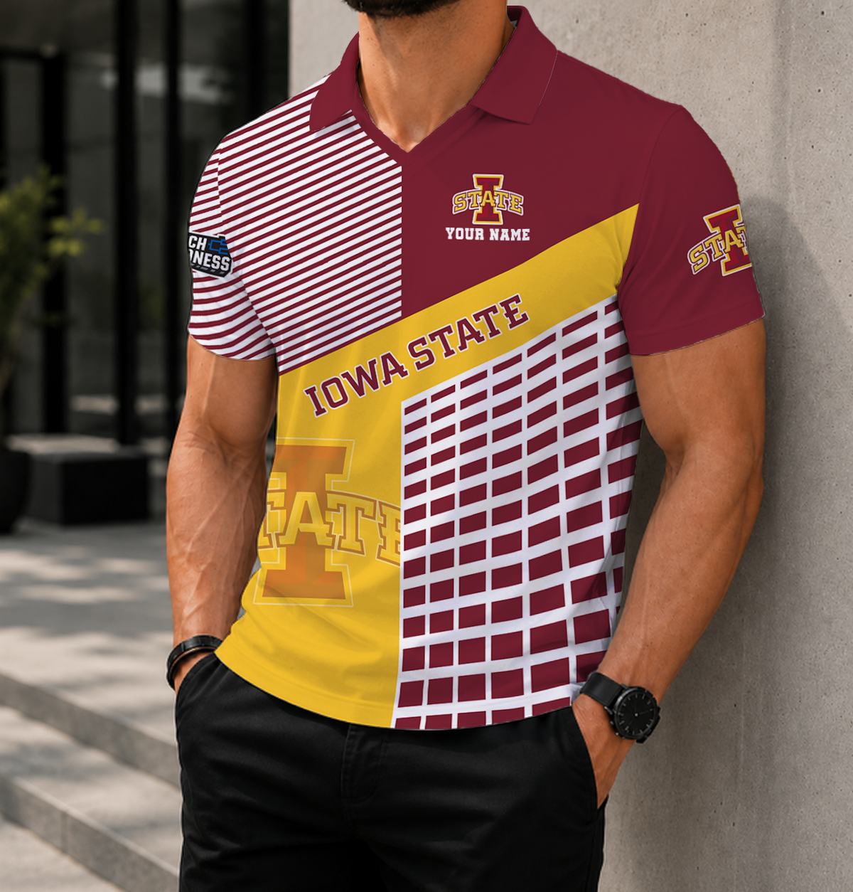EXCLUSIVE  EDITION - NEW CUSTOMIZED NCAA MAM10 ISC IOWA STATE CYCLONES POLO SHIRT