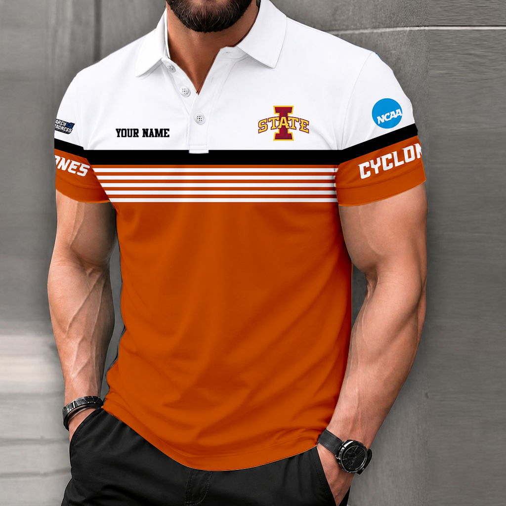 SPECIAL EDITION - NEW CUSTOMIZED NCAA MAM10 ISC IOWA STATE CYCLONES POLO SHIRT