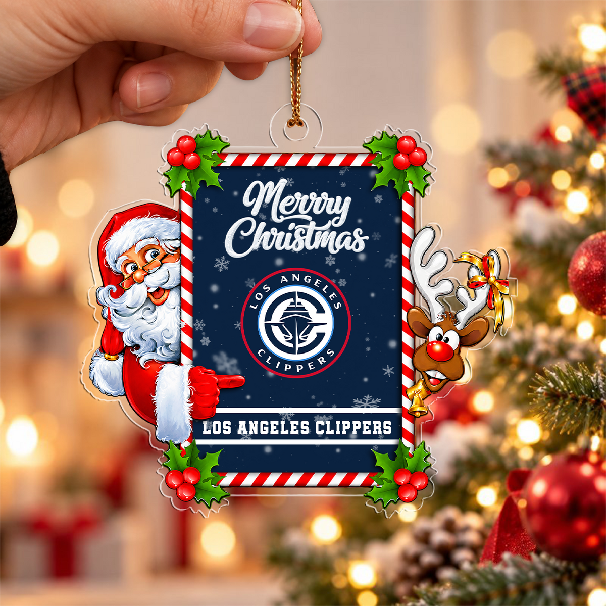 VIRAL EDITION - NEW CUSTOMIZED NBA10 LCL LOS ANGELES CLIPPERS CHRISTMAS ACRYLIC ORNAMENT