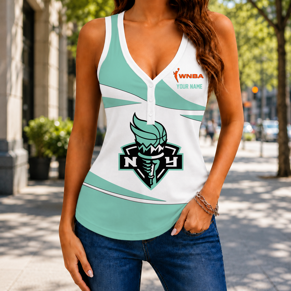 LIMITED DROP - NEW CUSTOMIZED WNBA10 NYL NEW YORK LIBERTY WOMEN'S V-NECK TANK TOP