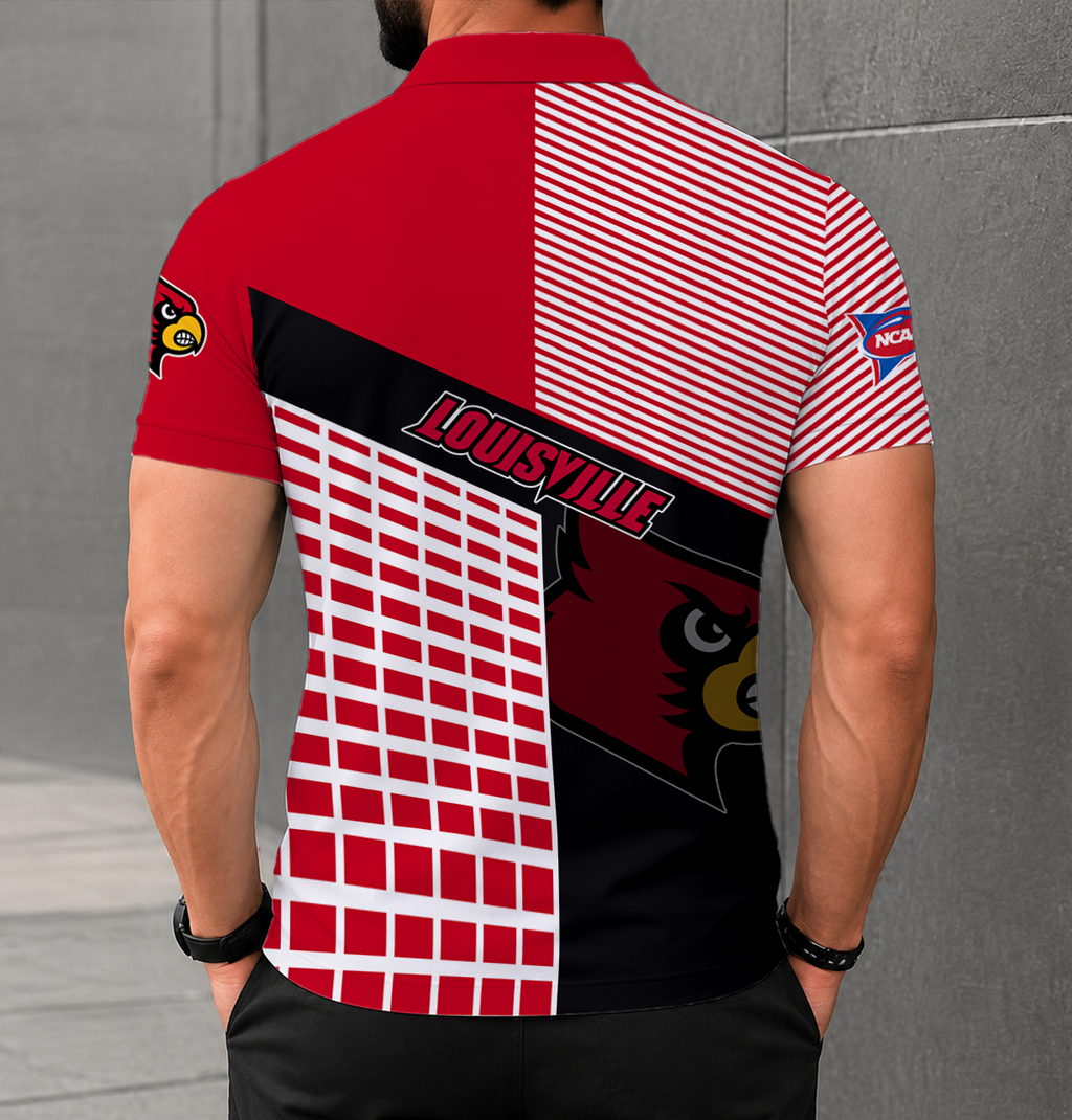 ELITE EDITION - NEW CUSTOMIZED NCAA FBS10 ULC LOUISVILLE CARDINALS POLO SHIRT