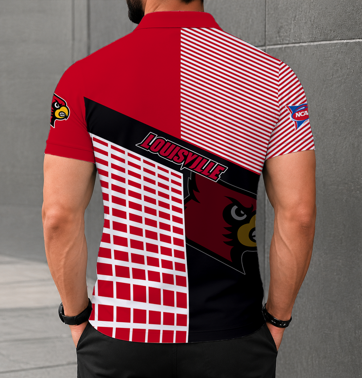 ELITE EDITION - NEW CUSTOMIZED NCAA FBS10 ULC LOUISVILLE CARDINALS POLO SHIRT