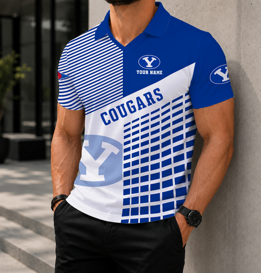 ELITE EDITION - NEW CUSTOMIZED NCAA FBS11 BYU BYU COUGARS POLO SHIRT