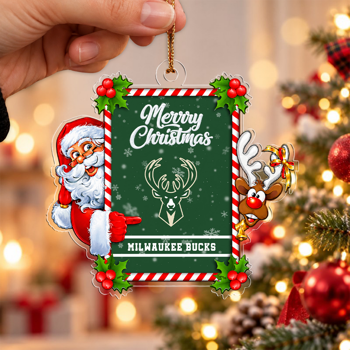 VIRAL EDITION - NEW CUSTOMIZED NBA11 MBU MILWAUKEE BUCKS CHRISTMAS ACRYLIC ORNAMENT