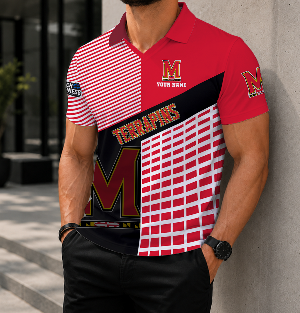 EXCLUSIVE  EDITION - NEW CUSTOMIZED NCAA MAM11 MLT MARYLAND TERRAPINS POLO SHIRT