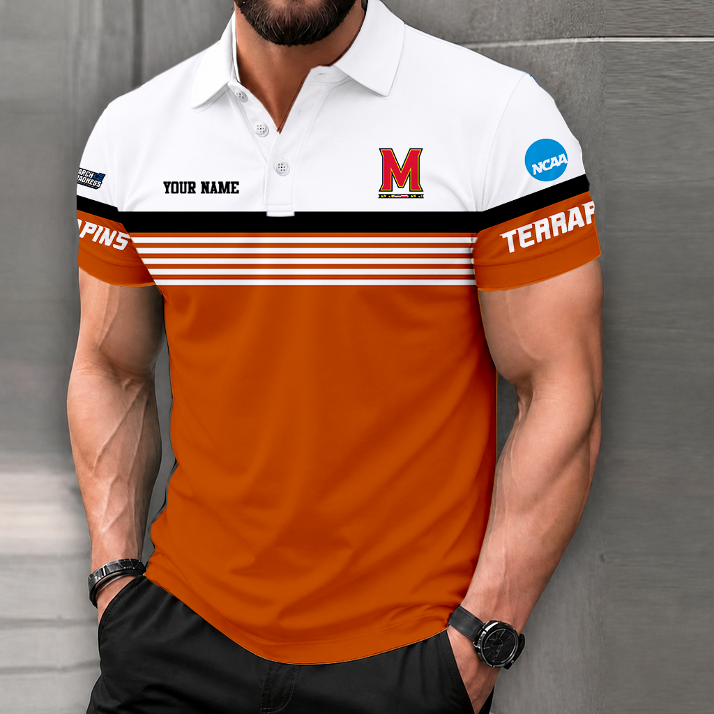SPECIAL EDITION - NEW CUSTOMIZED NCAA MAM11 MLT MARYLAND TERRAPINS POLO SHIRT