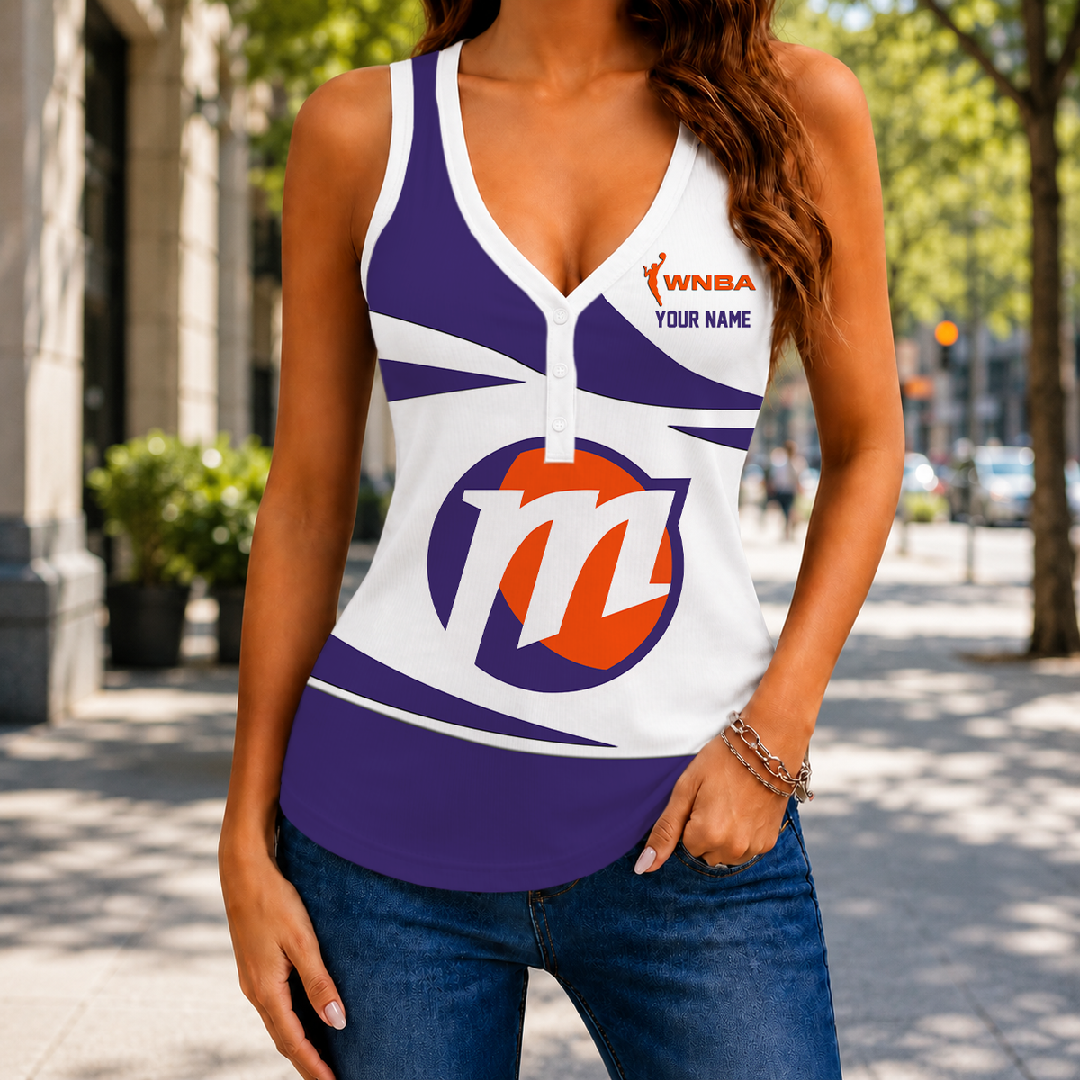 LIMITED DROP - NEW CUSTOMIZED WNBA11 PNM PHOENIX MERCURY WOMEN'S V-NECK TANK TOP