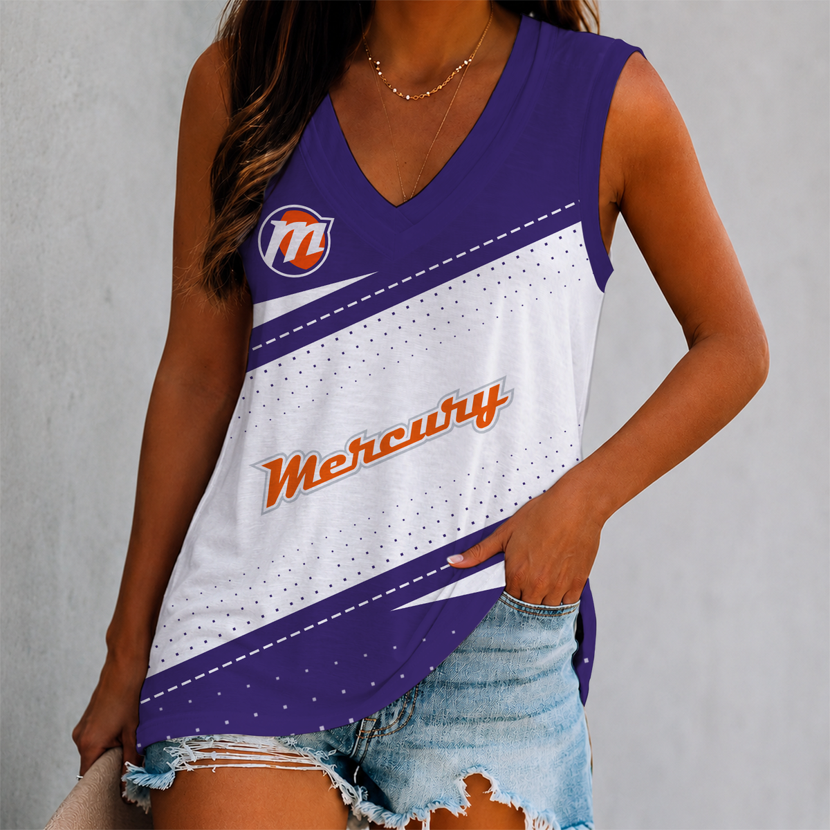 SPECIAL EDITION - NEW CUSTOMIZED WNBA11 PNM PHOENIX MERCURY WOMEN'S V-NECK TANK TOP