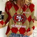 FINAL SALE - NEW CUSTOMIZED NFL11 SF49 SAN FRANCISCO 49ERS WOMEN CASUAL SHIRT FOR FAN