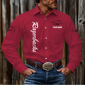 ELITE EDITION - NEW CUSTOMIZED NCAA FBS12 AKR ARKANSAS RAZORBACKS MEN'S LONG SLEEVE BUTTON-UP SHIRT