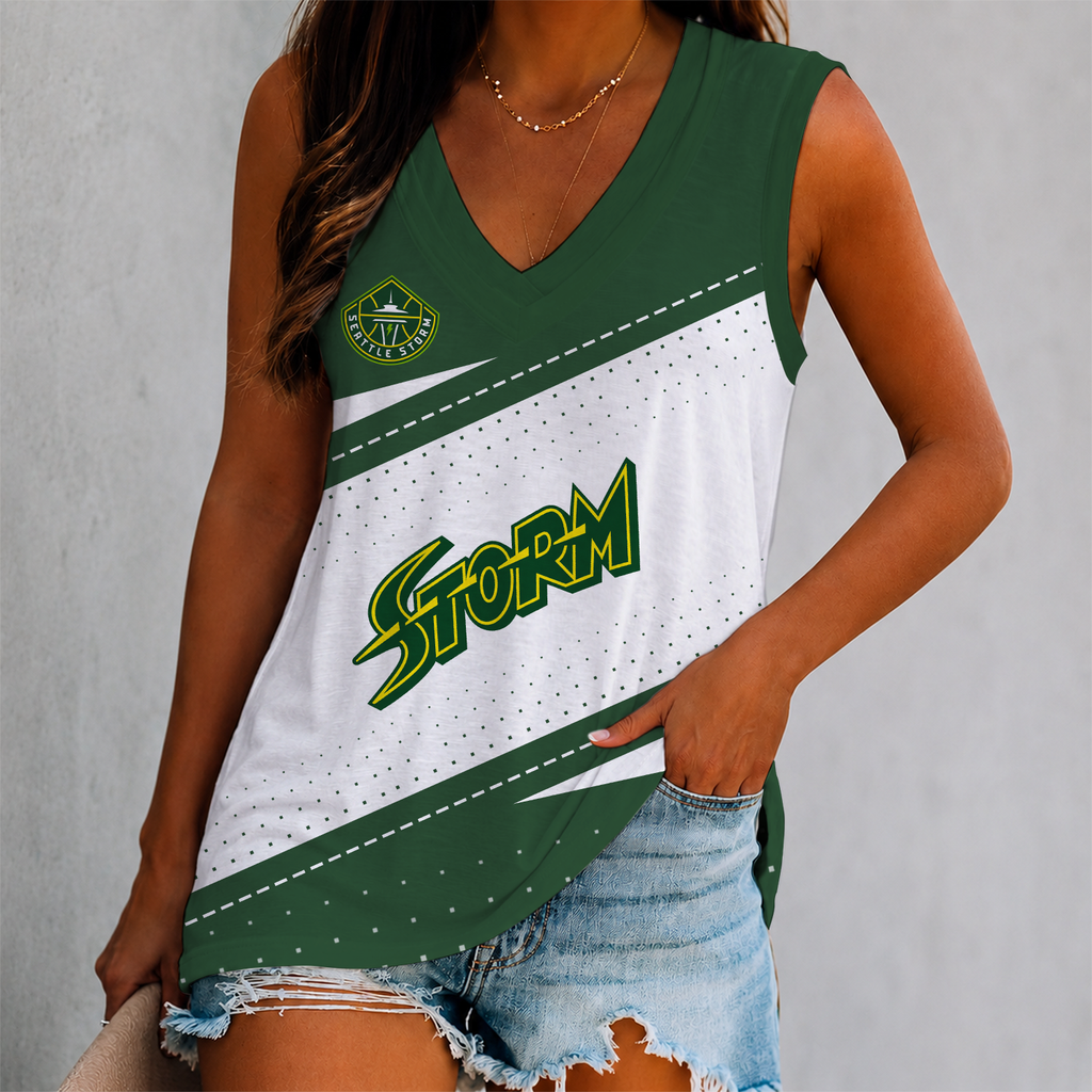 SPECIAL EDITION - NEW CUSTOMIZED WNBA12 STS SEATTLE STORM WOMEN'S V-NECK TANK TOP