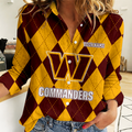 FINAL SALE - NEW CUSTOMIZED NFL12 WTC WASHINGTON COMMANDERS WOMEN CASUAL SHIRT FOR FAN
