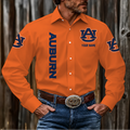 ELITE EDITION - NEW CUSTOMIZED NCAA FBS13 ABT AUBURN TIGERS MEN'S LONG SLEEVE BUTTON-UP SHIRT
