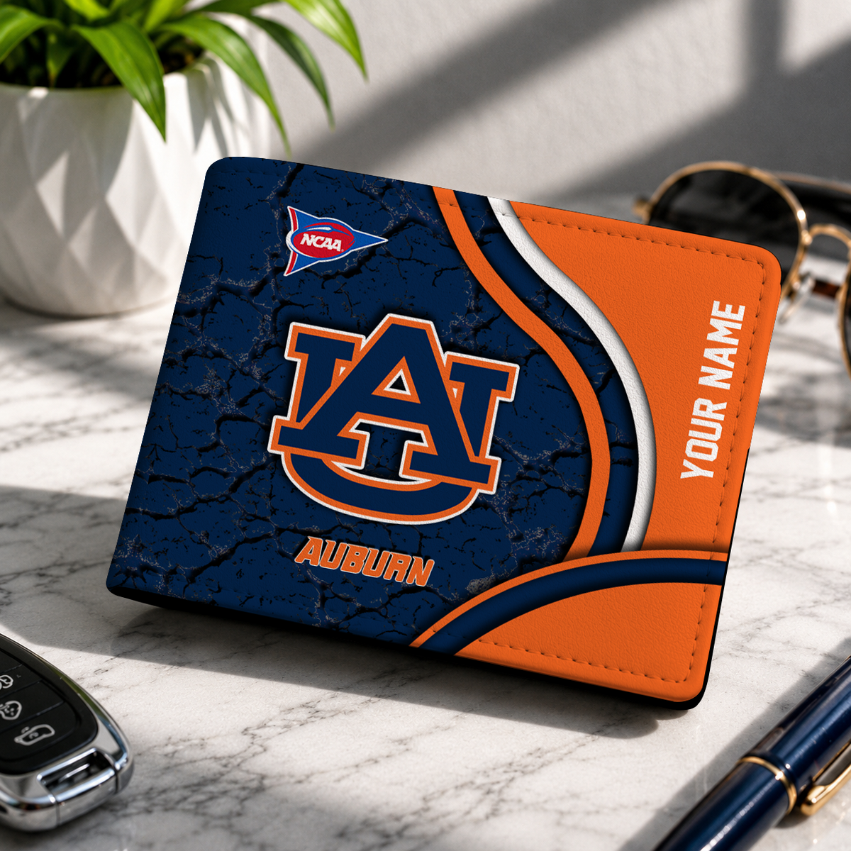 EXCLUSIVE EDITION - NEW CUSTOMIZED NCAA FBS13 ABT AUBURN TIGERS LEATHER WALLET