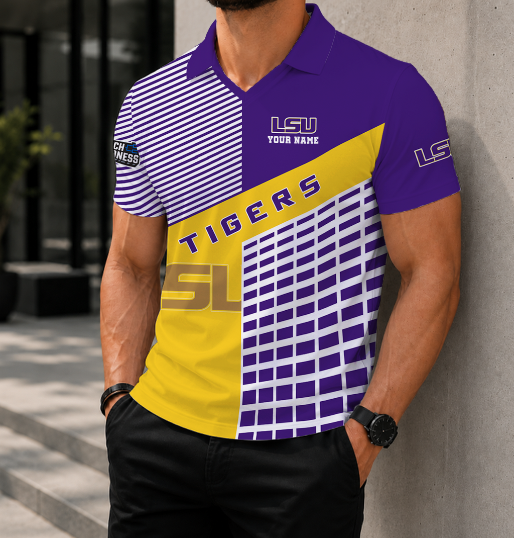 EXCLUSIVE  EDITION - NEW CUSTOMIZED NCAA MAM13 LST LSU TIGERS POLO SHIRT