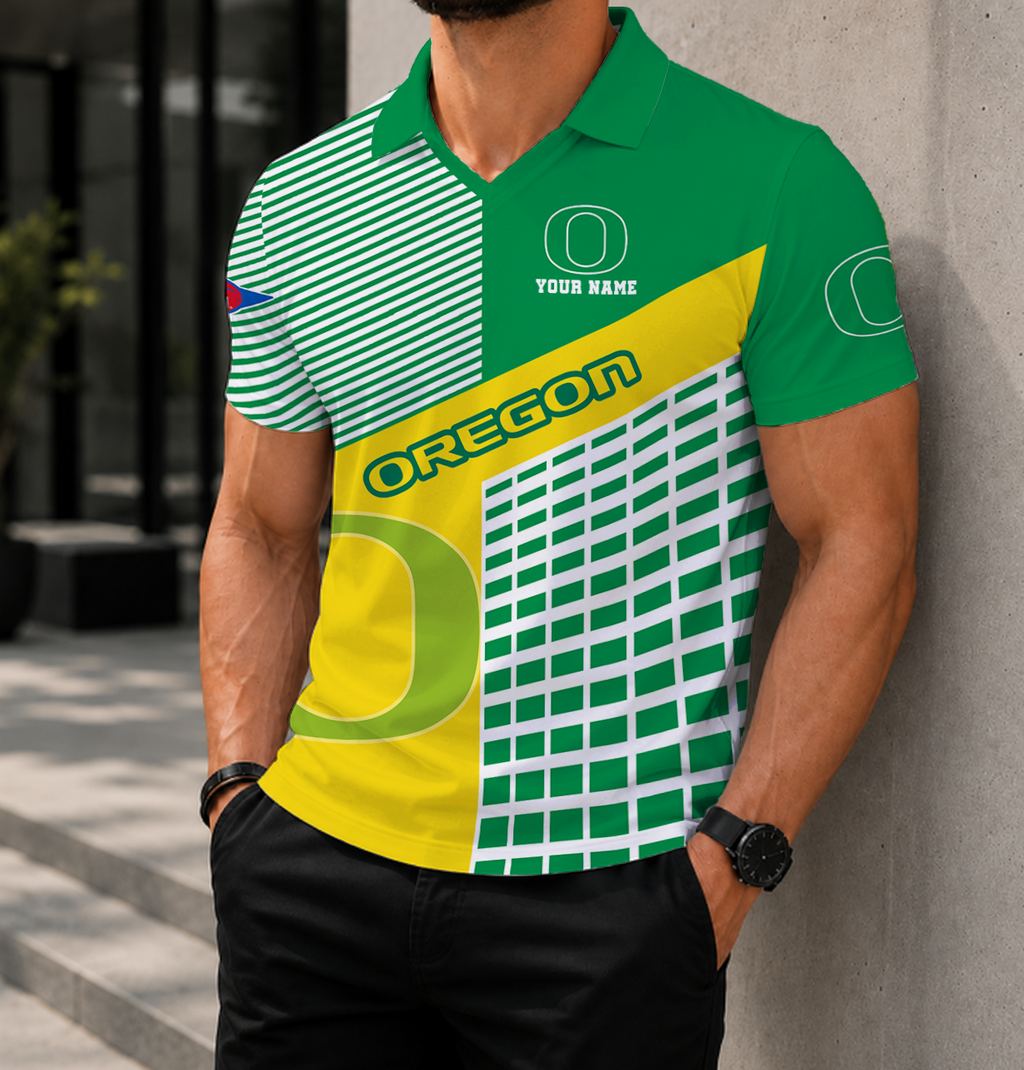 ELITE EDITION - NEW CUSTOMIZED NCAA FBS14 OGD OREGON DUCKS POLO SHIRT
