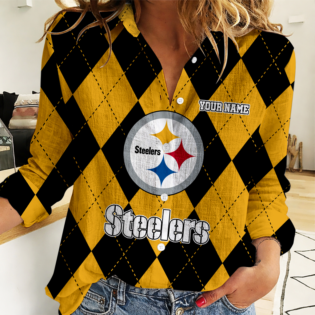 FINAL SALE - NEW CUSTOMIZED NFL14 PSB PITTSBURGH STEELERS WOMEN CASUAL SHIRT FOR FAN