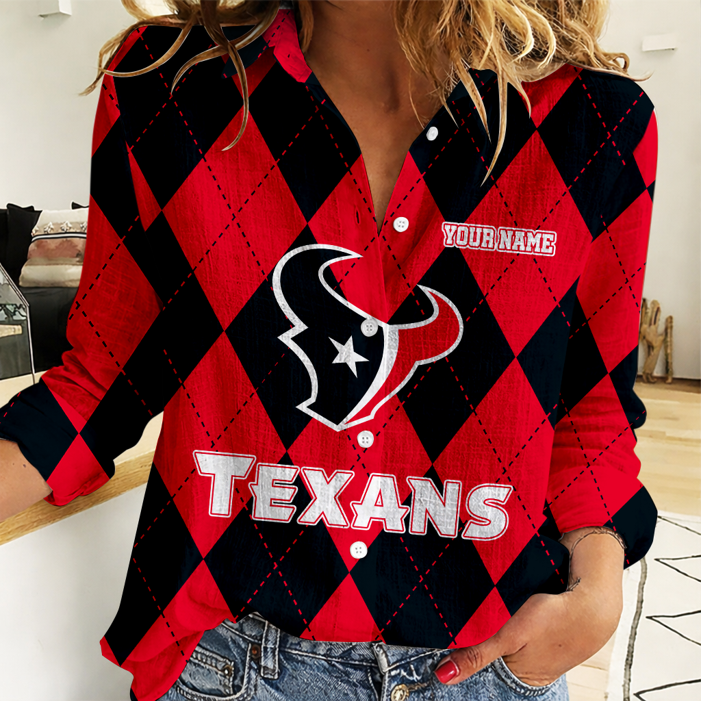 FINAL SALE - NEW CUSTOMIZED NFL15 HTT HOUSTON TEXANS WOMEN CASUAL SHIRT FOR FAN