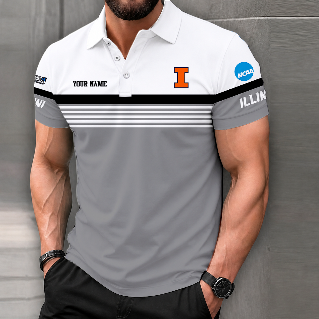 SPECIAL EDITION - NEW CUSTOMIZED NCAA MAM15 IFI ILLINOIS FIGHTING ILLINI POLO SHIRT