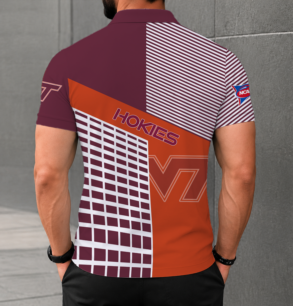 ELITE EDITION - NEW CUSTOMIZED NCAA FBS15 VTH VIRGINIA TECH HOKIES POLO SHIRT