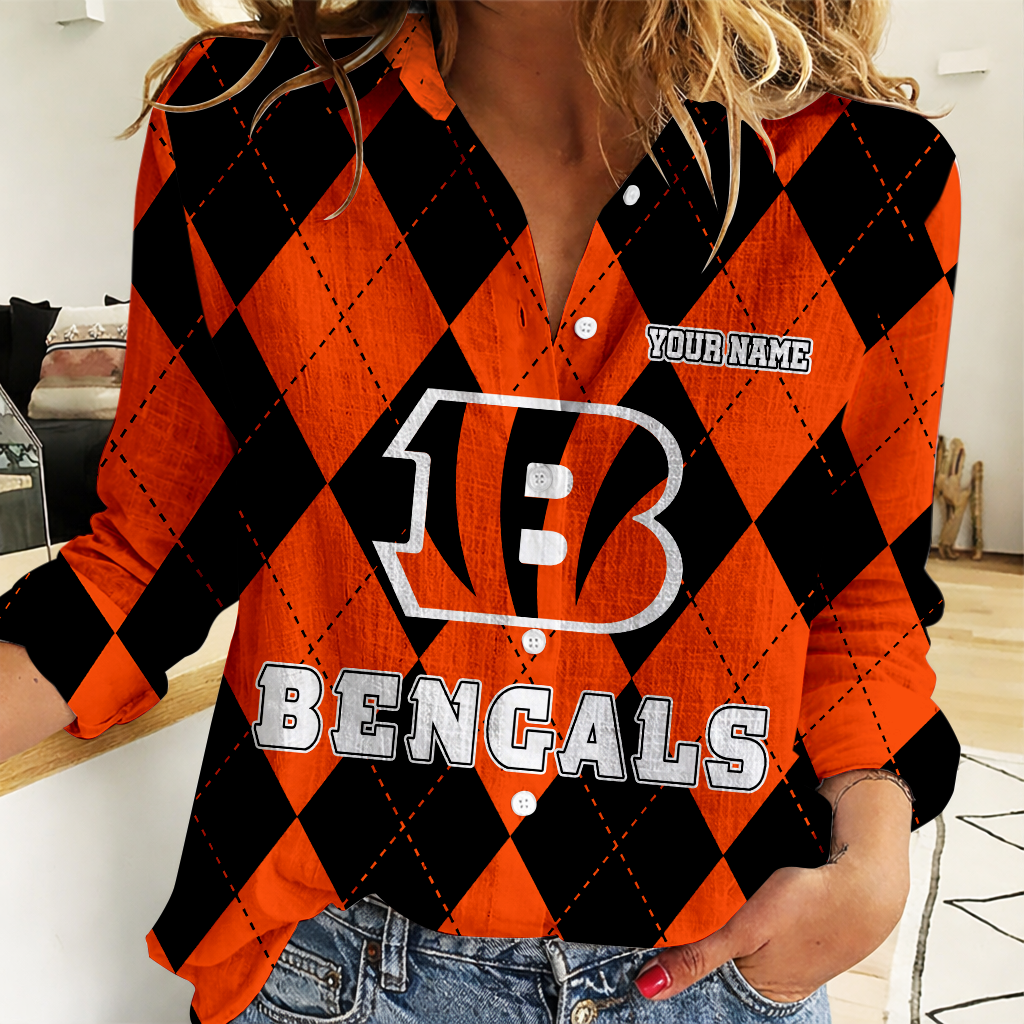 FINAL SALE - NEW CUSTOMIZED NFL16 CCB CINCINNATI BENGALS WOMEN CASUAL SHIRT FOR FAN