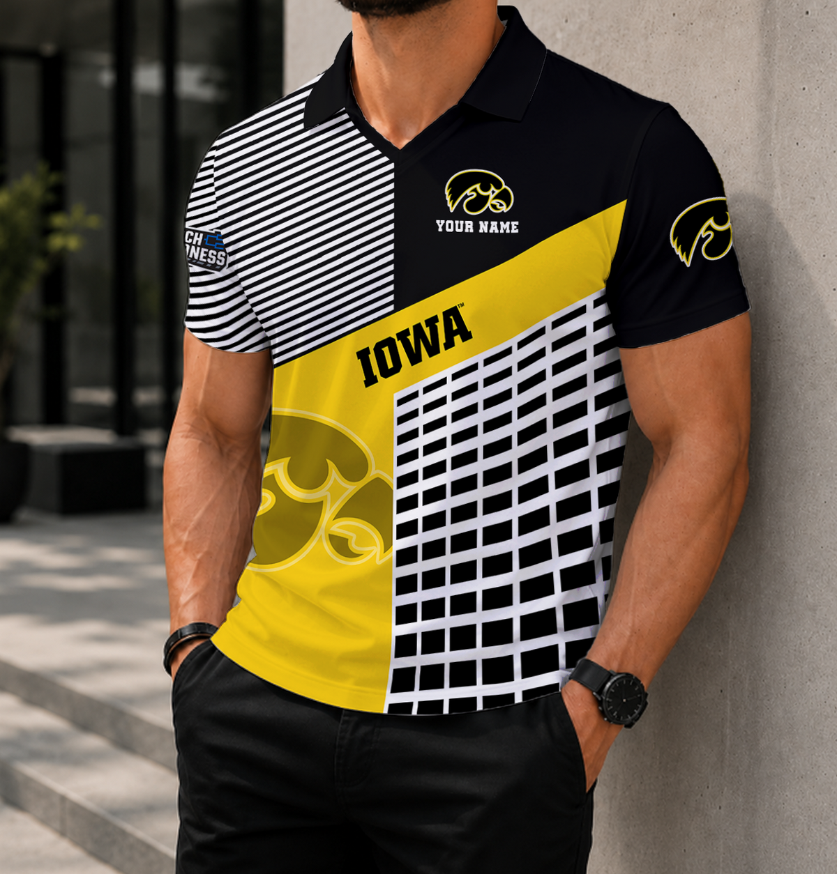 EXCLUSIVE  EDITION - NEW CUSTOMIZED NCAA MAM16 IWH IOWA HAWKEYES POLO SHIRT