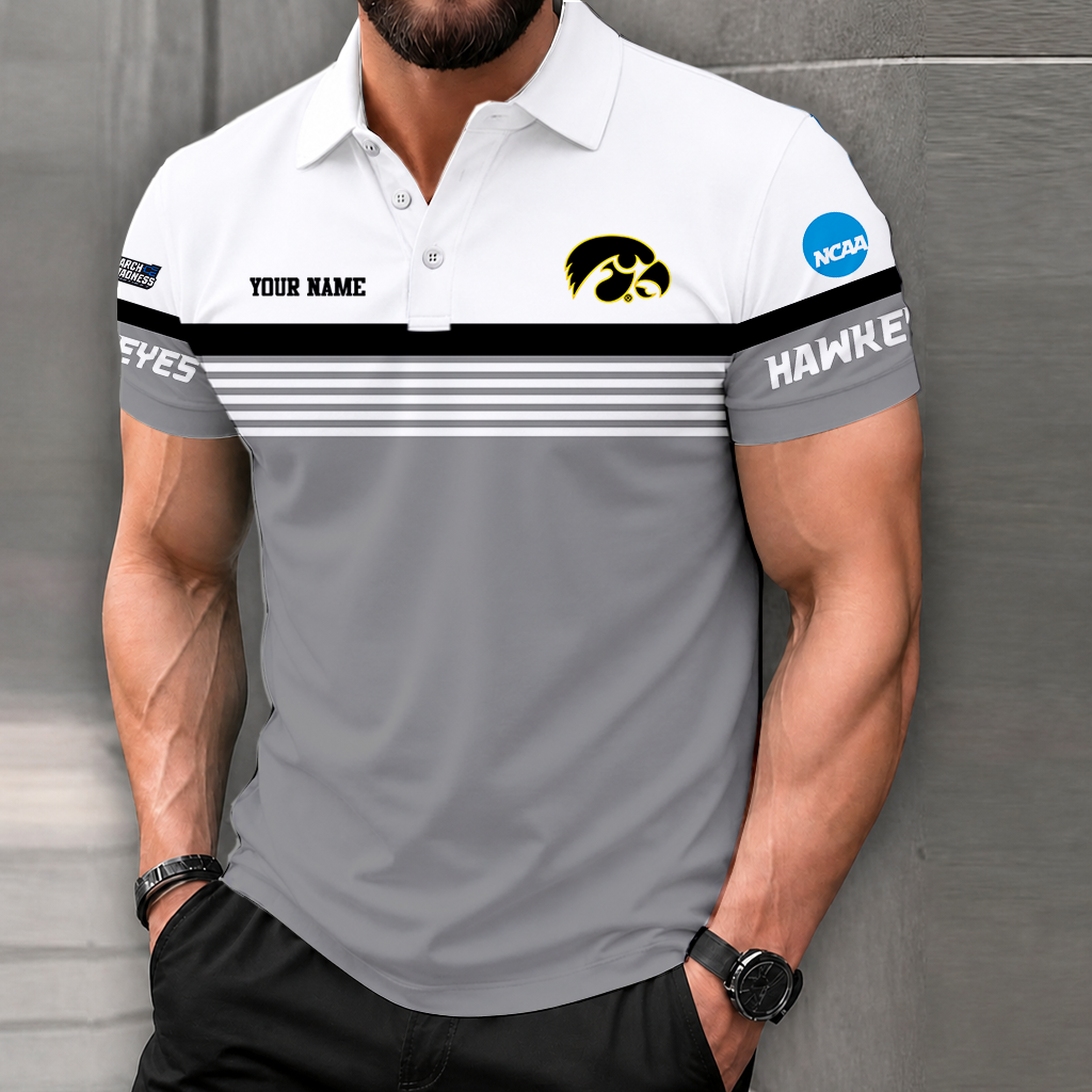 SPECIAL EDITION - NEW CUSTOMIZED NCAA MAM16 IWH IOWA HAWKEYES POLO SHIRT