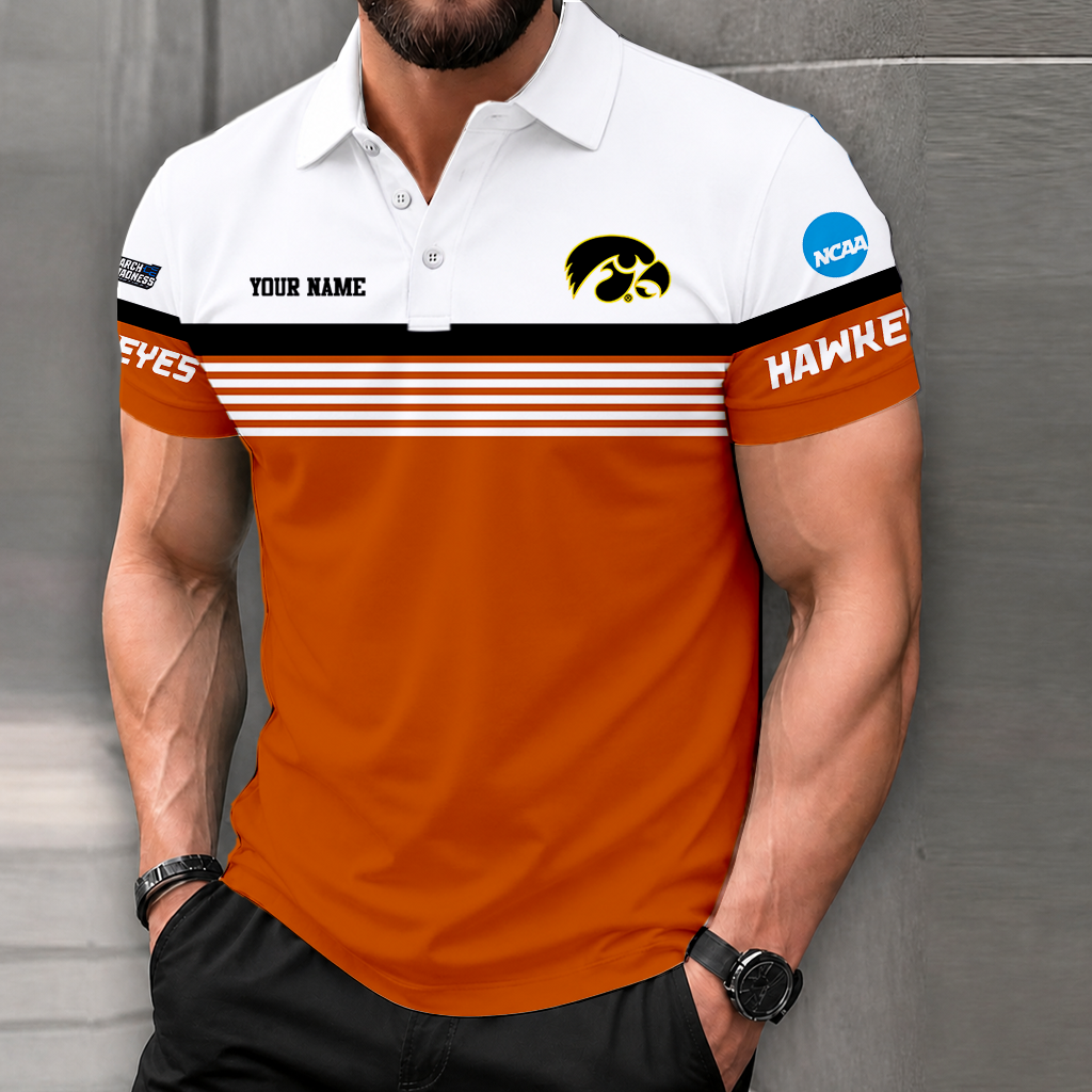 SPECIAL EDITION - NEW CUSTOMIZED NCAA MAM16 IWH IOWA HAWKEYES POLO SHIRT