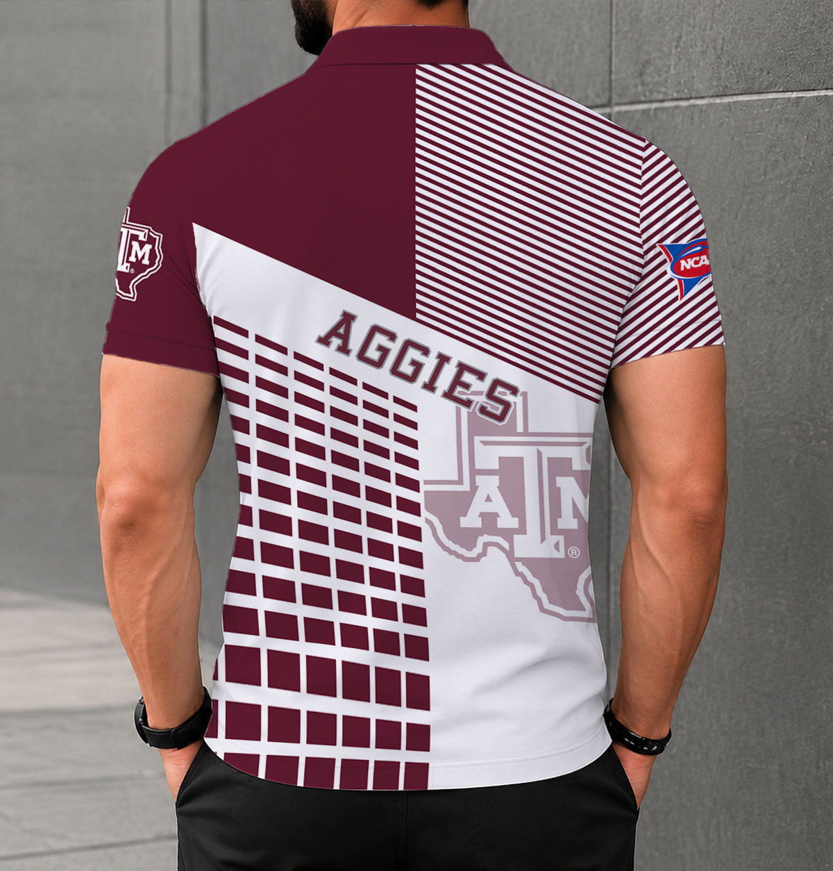 ELITE EDITION - NEW CUSTOMIZED NCAA FBS16 TAA TEXAS A&M AGGIES POLO SHIRT
