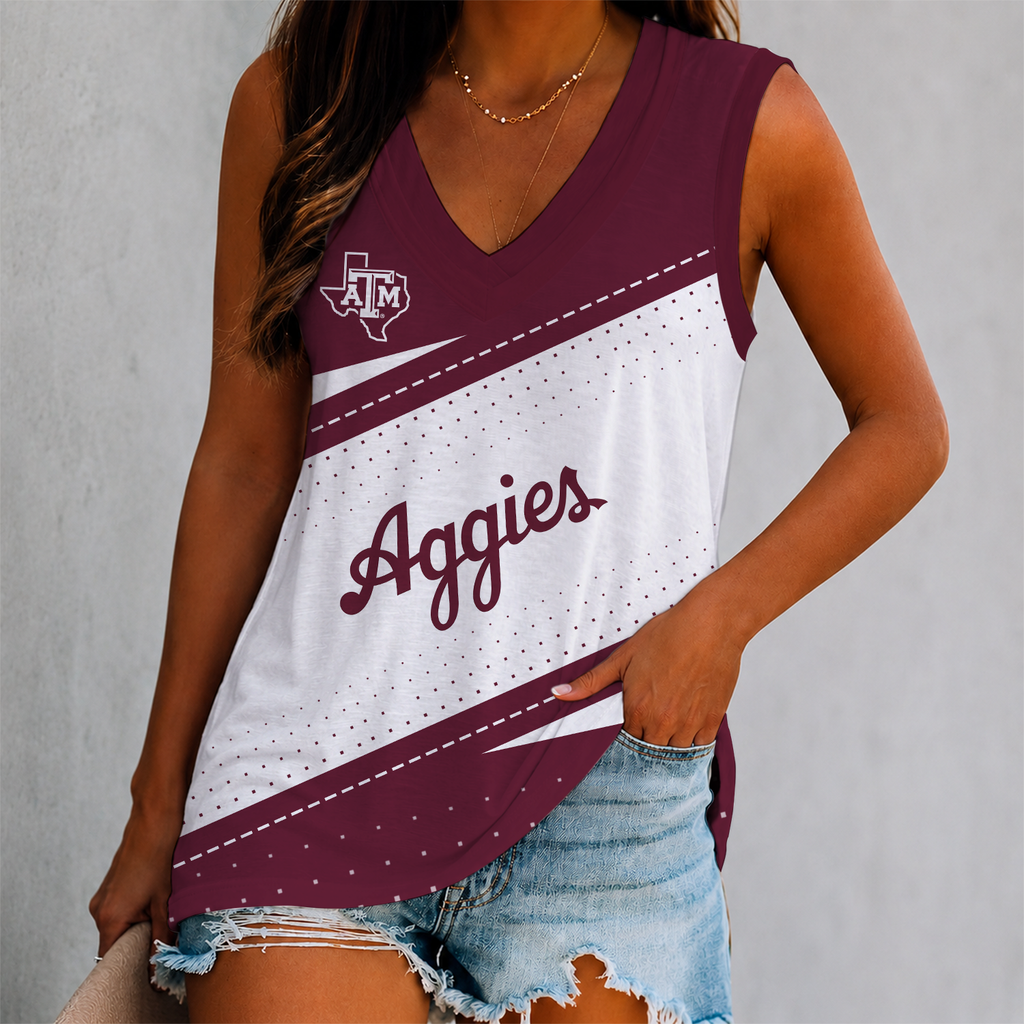 LIMITED EDITION - NEW CUSTOMIZED NCAA FBS16 TAA TEXAS A&M AGGIES WOMEN'S V-NECK TANK TOP