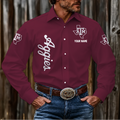 ELITE EDITION - NEW CUSTOMIZED NCAA FBS16 TAA TEXAS A&M AGGIES MEN'S LONG SLEEVE BUTTON-UP SHIRT