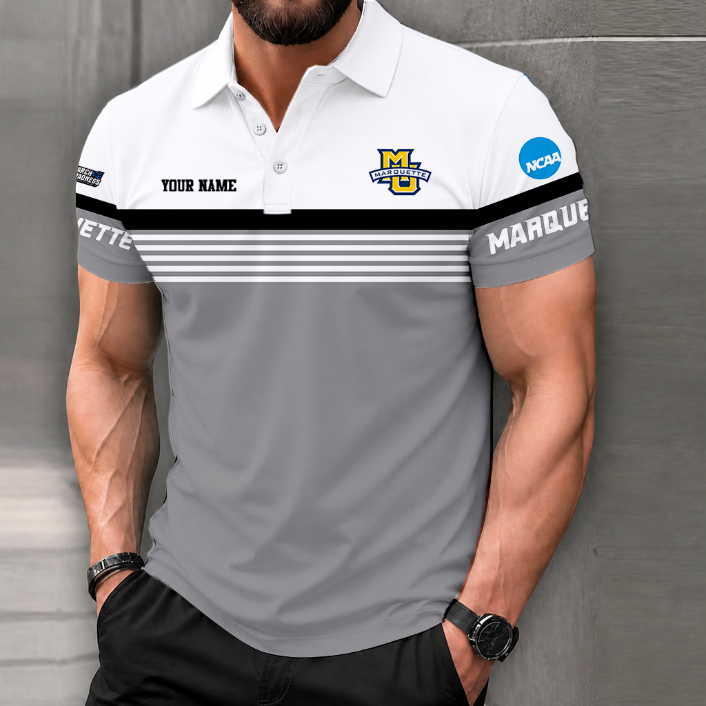 SPECIAL EDITION - NEW CUSTOMIZED NCAA MAM17 MGE MARQUETTE GOLDEN EAGLES POLO SHIRT