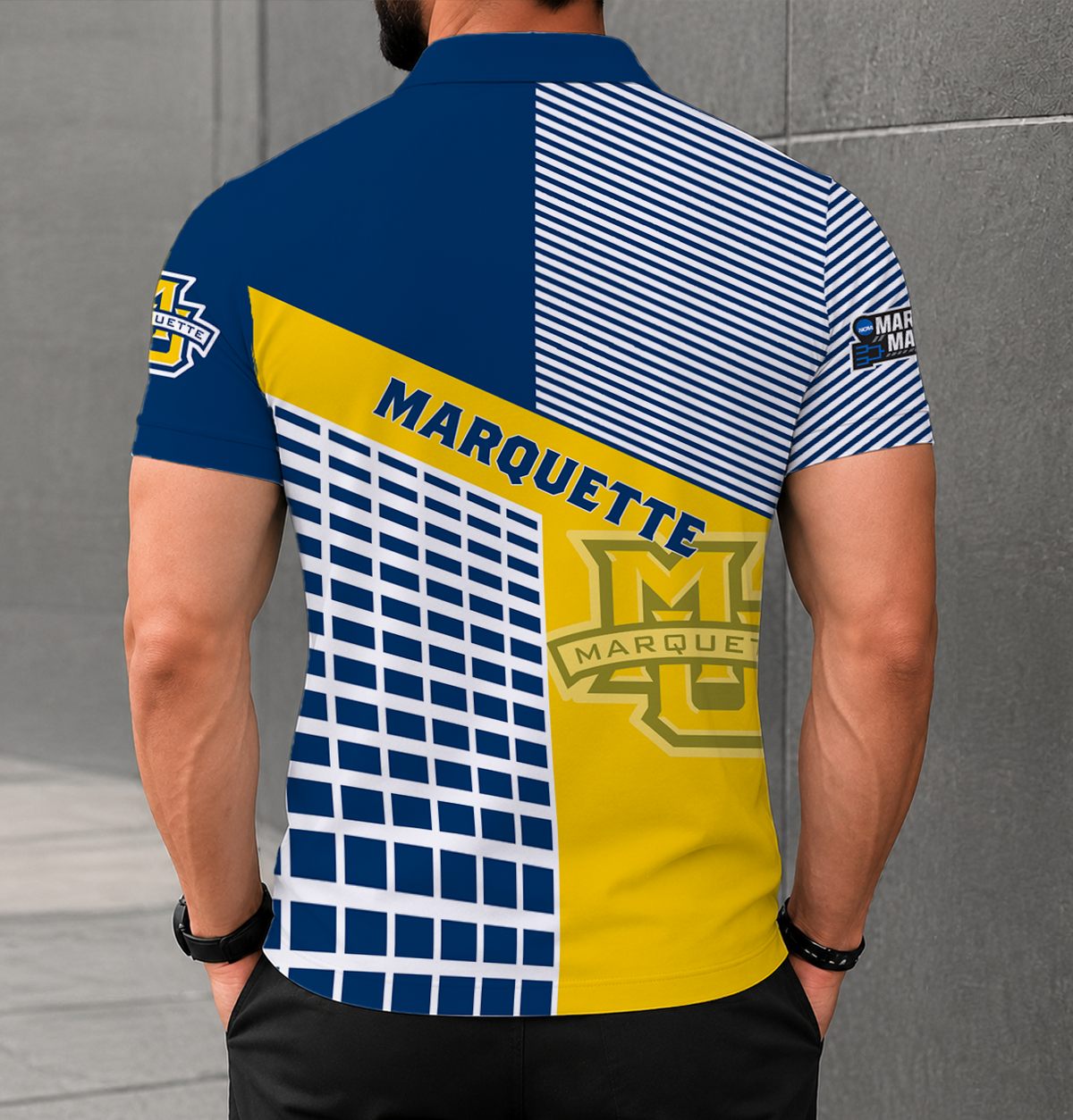 EXCLUSIVE  EDITION - NEW CUSTOMIZED NCAA MAM17 MGE MARQUETTE GOLDEN EAGLES POLO SHIRT
