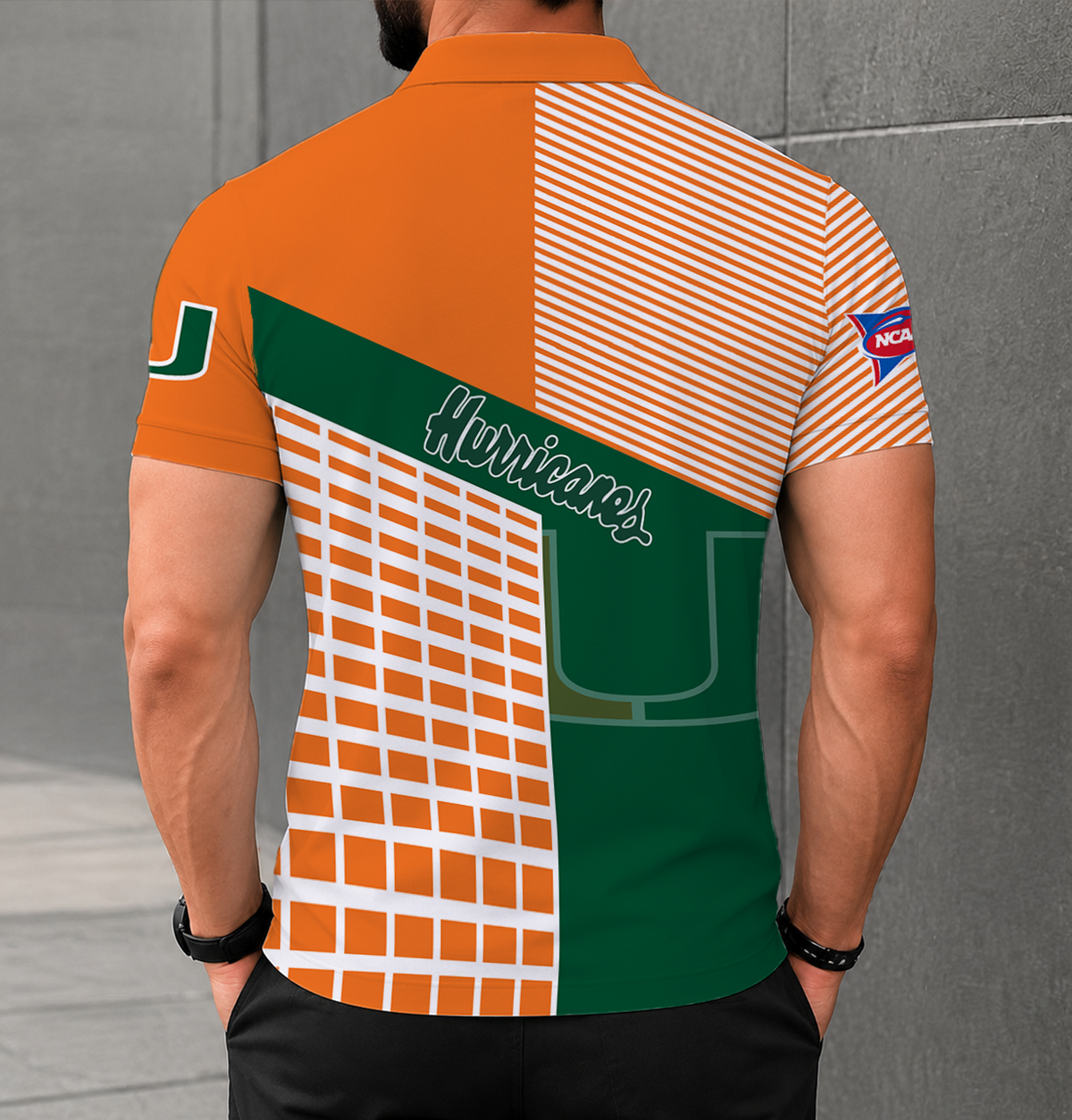 ELITE EDITION - NEW CUSTOMIZED NCAA FBS17 MIH MIAMI HURRICANES POLO SHIRT