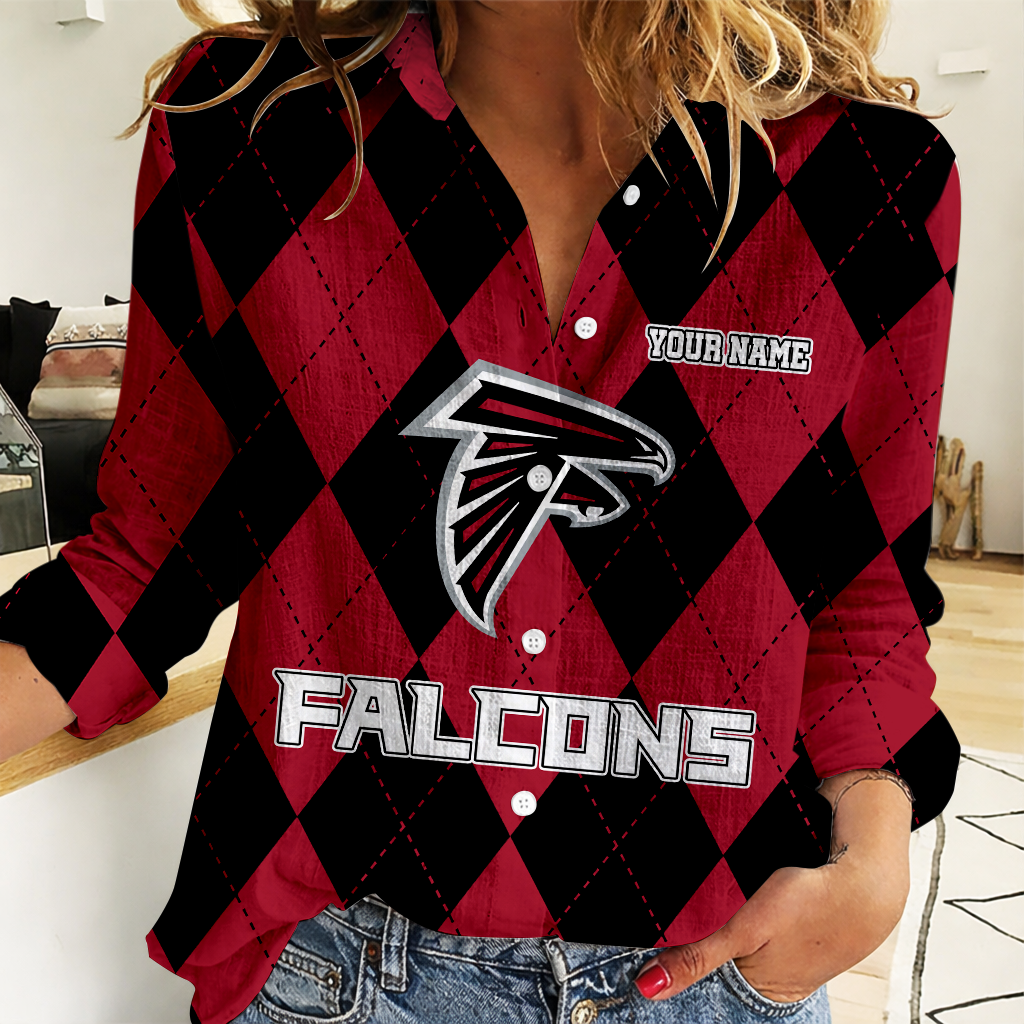 FINAL SALE - NEW CUSTOMIZED NFL18 ATF ATLANTA FALCONS WOMEN CASUAL SHIRT FOR FAN