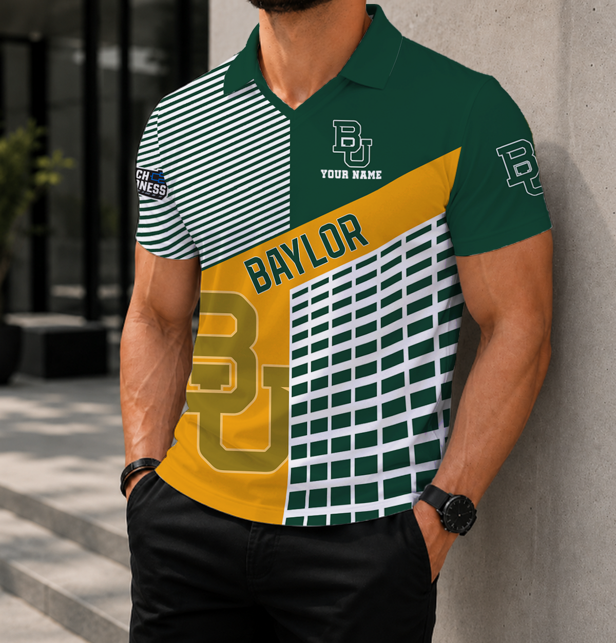 EXCLUSIVE  EDITION - NEW CUSTOMIZED NCAA MAM18 BAB BAYLOR BEARS POLO SHIRT