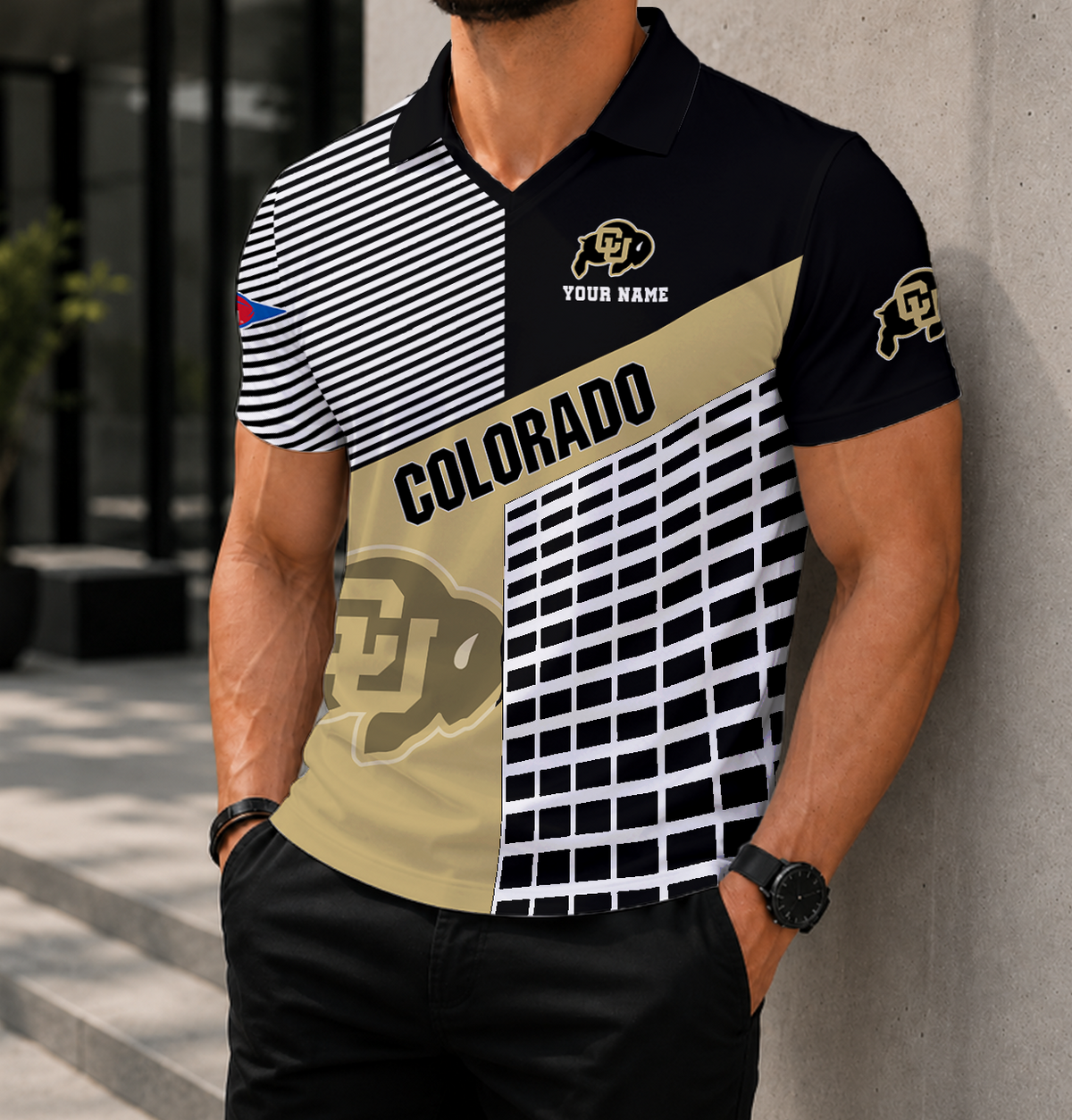 ELITE EDITION - NEW CUSTOMIZED NCAA FBS20 CRB COLORADO BUFFALOES POLO SHIRT