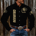 ELITE EDITION - NEW CUSTOMIZED NCAA FBS20 CRB COLORADO BUFFALOES MEN'S LONG SLEEVE BUTTON-UP SHIRT