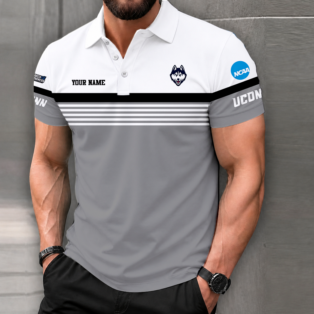 SPECIAL EDITION - NEW CUSTOMIZED NCAA MAM21 UCH UCONN HUSKIES POLO SHIRT