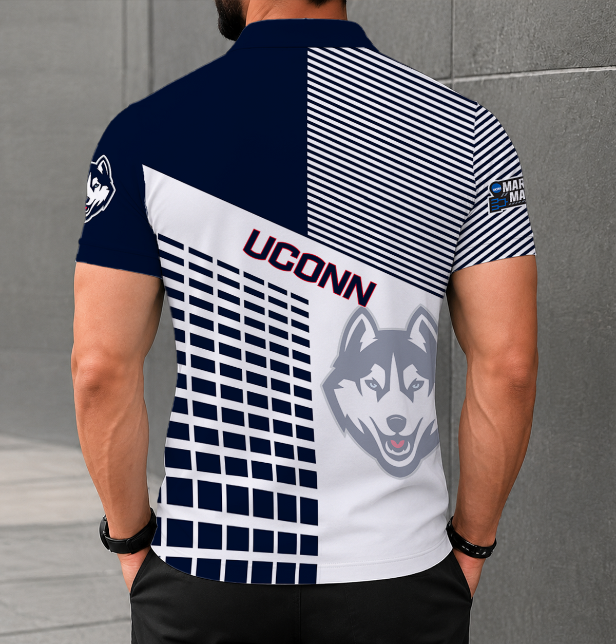 EXCLUSIVE  EDITION - NEW CUSTOMIZED NCAA MAM21 UCH UCONN HUSKIES POLO SHIRT