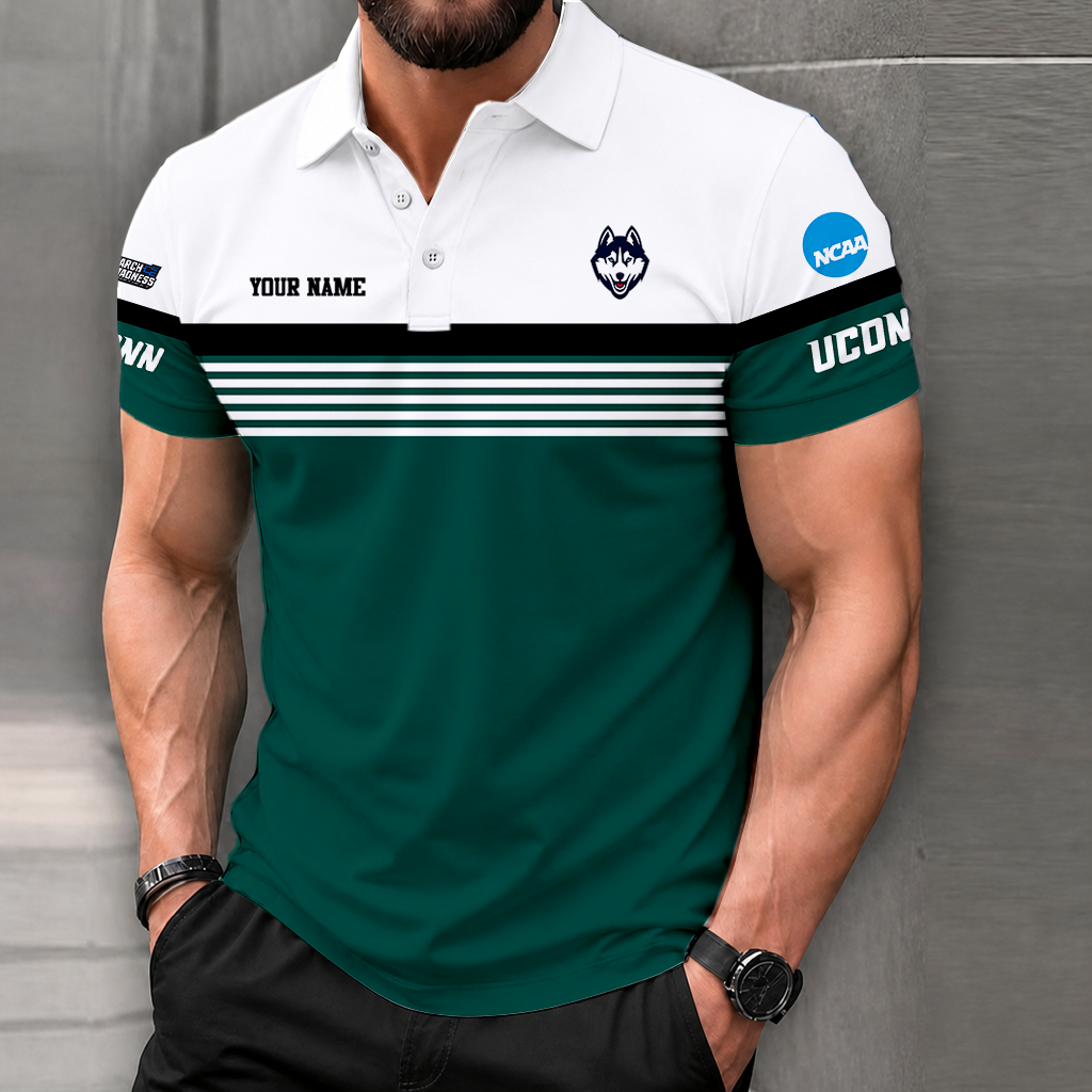 SPECIAL EDITION - NEW CUSTOMIZED NCAA MAM21 UCH UCONN HUSKIES POLO SHIRT