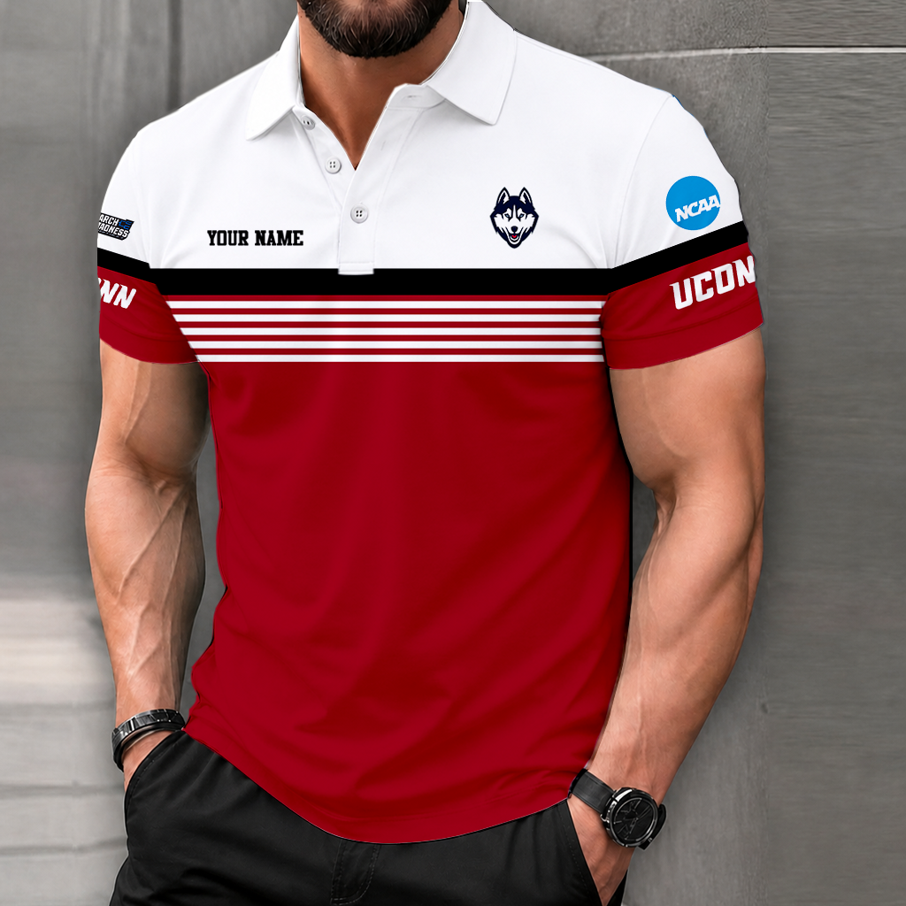 SPECIAL EDITION - NEW CUSTOMIZED NCAA MAM21 UCH UCONN HUSKIES POLO SHIRT