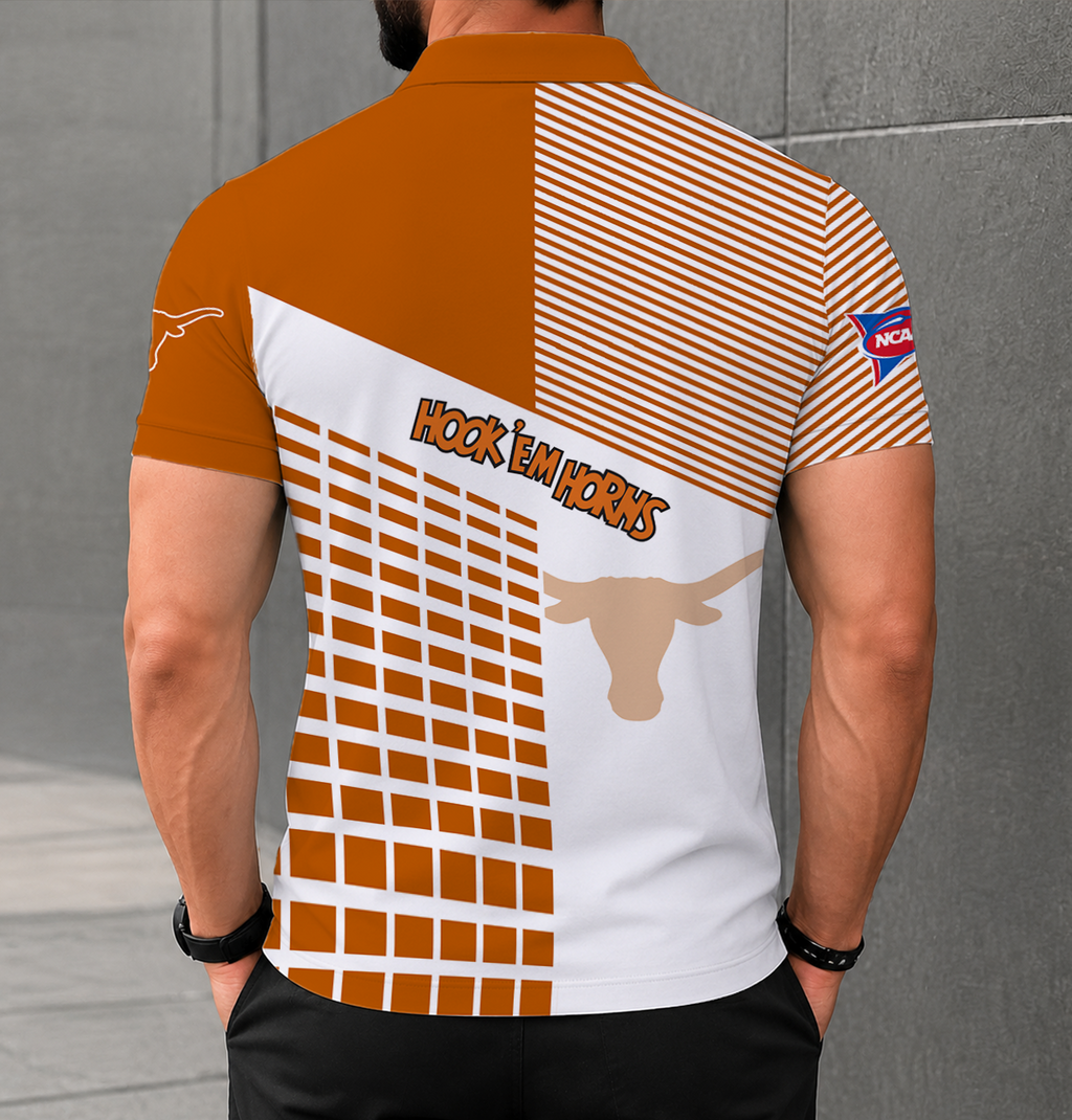 ELITE EDITION - NEW CUSTOMIZED NCAA FBS22 TXL TEXAS LONGHORNS POLO SHIRT