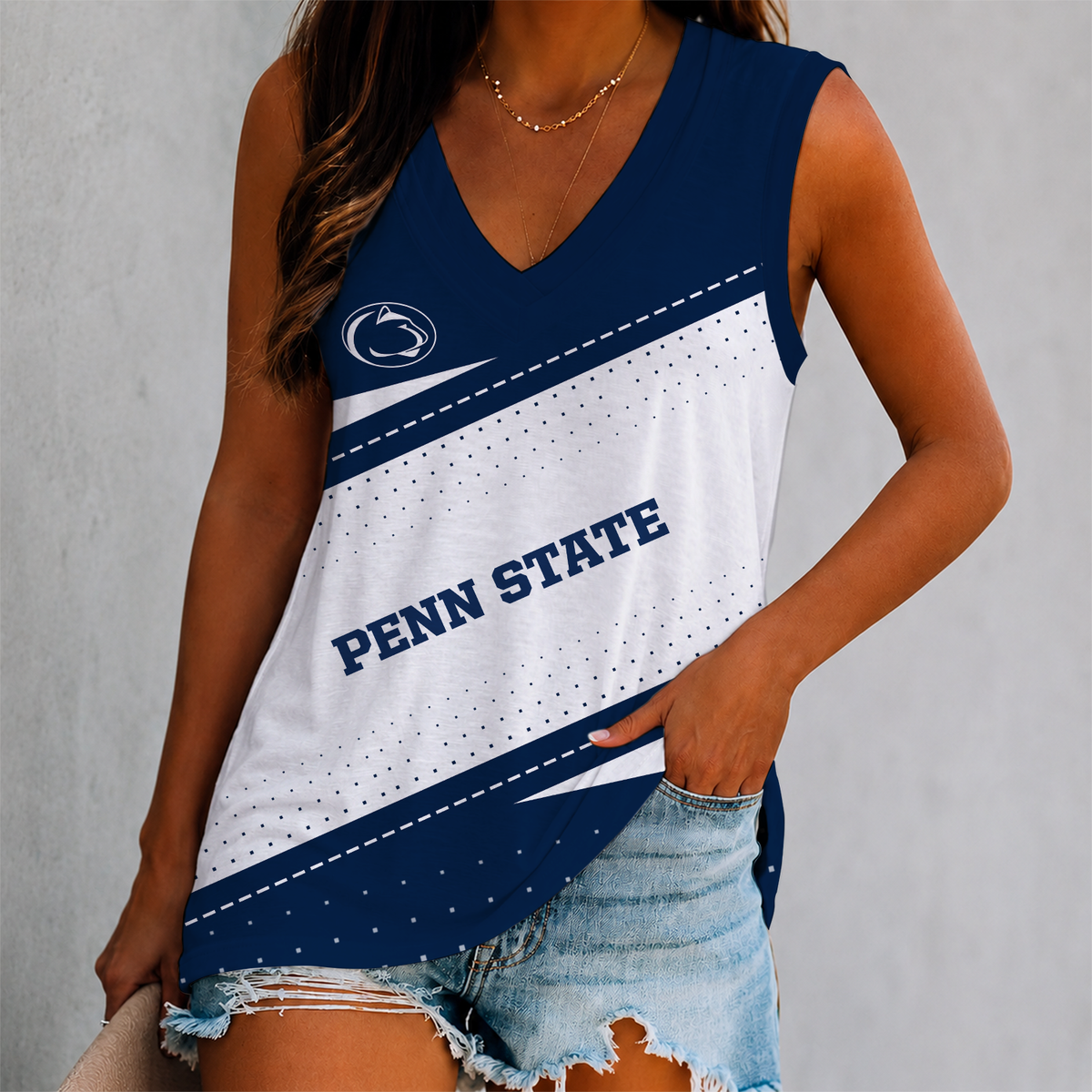 LIMITED EDITION - NEW CUSTOMIZED NCAA FBS23 PNL PENN STATE NITTANY LIONS WOMEN'S V-NECK TANK TOP