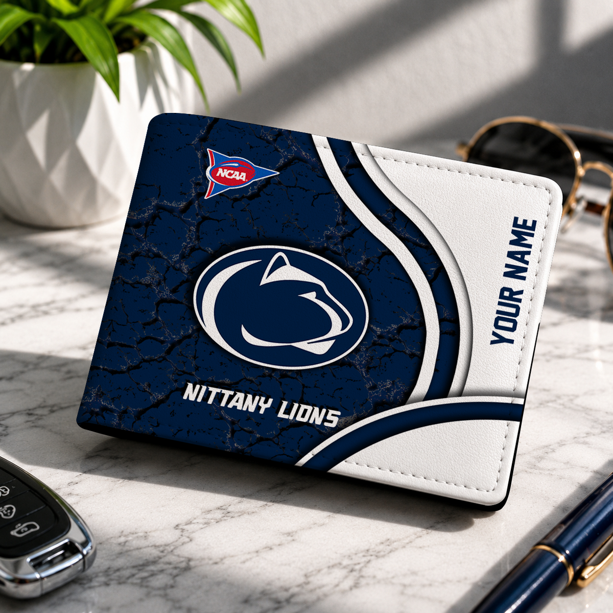 EXCLUSIVE EDITION - NEW CUSTOMIZED NCAA FBS23 PNL PENN STATE NITTANY LIONS LEATHER WALLET