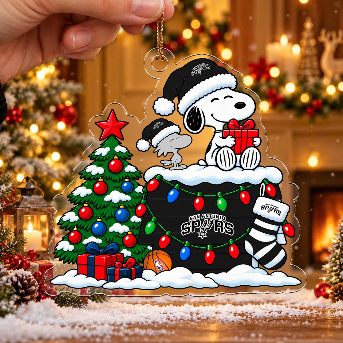 FLASH SALE - NEW CUSTOMIZED NBA23 SAS SAN ANTONIO SPURS CHRISTMAS ACRYLIC ORNAMENT