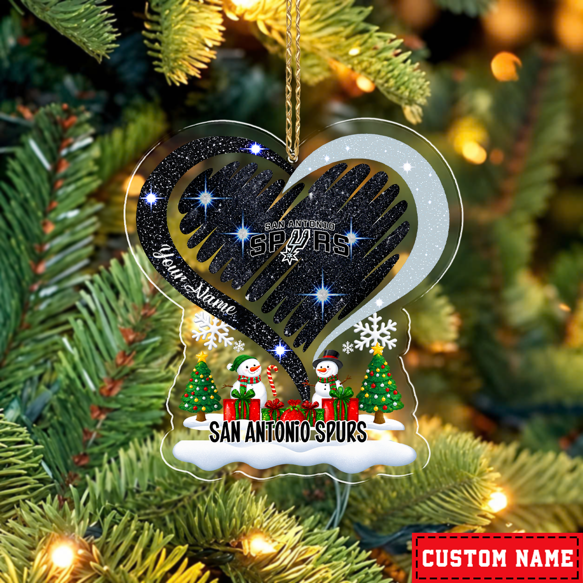 FLASH SALE - NEW CUSTOMIZED NBA23 SAS SAN ANTONIO SPURS CHRISTMAS ACRYLIC ORNAMENT