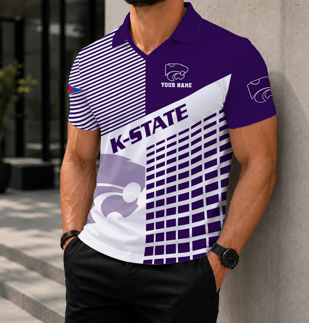 ELITE EDITION - NEW CUSTOMIZED NCAA FBS24 KSW KANSAS STATE WILDCATS POLO SHIRT