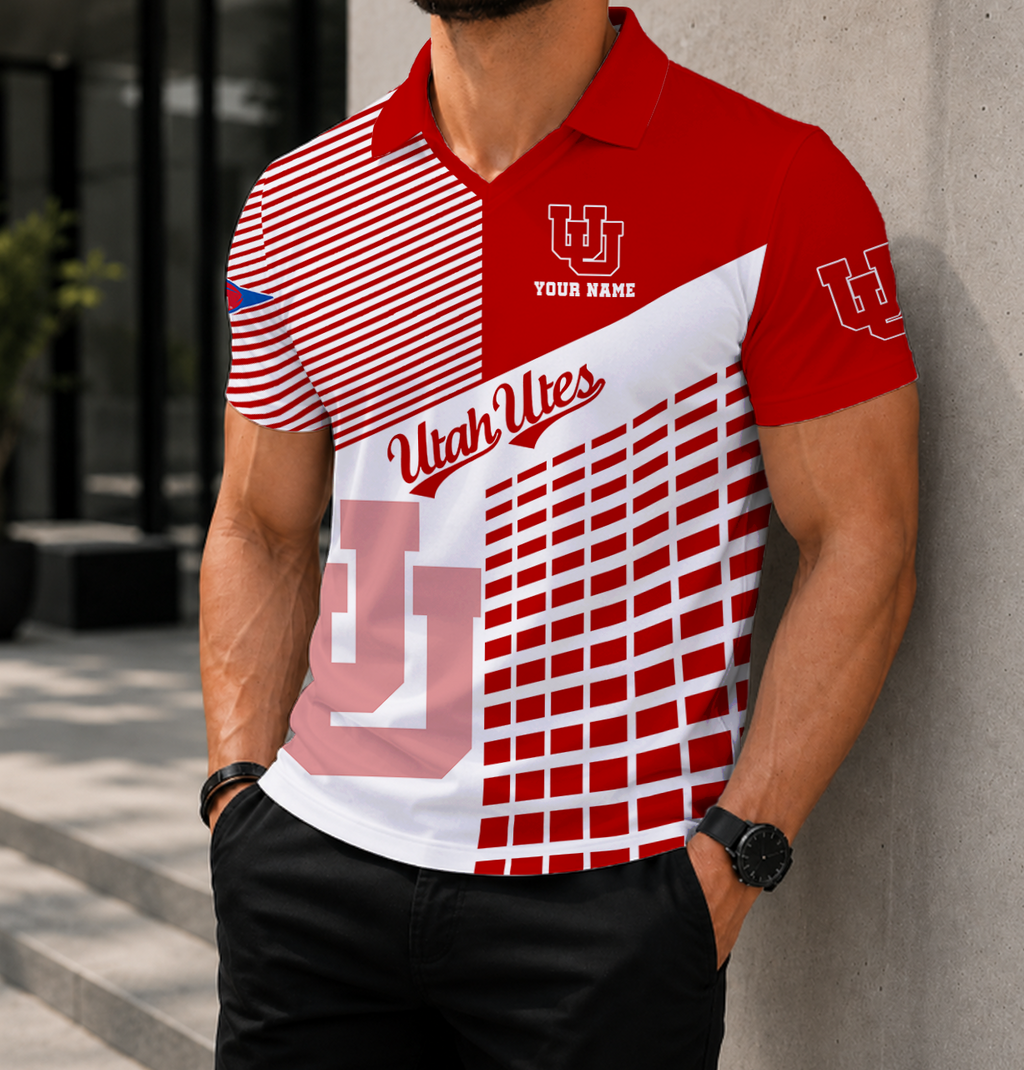 ELITE EDITION - NEW CUSTOMIZED NCAA FBS25 UTU UTAH UTES POLO SHIRT