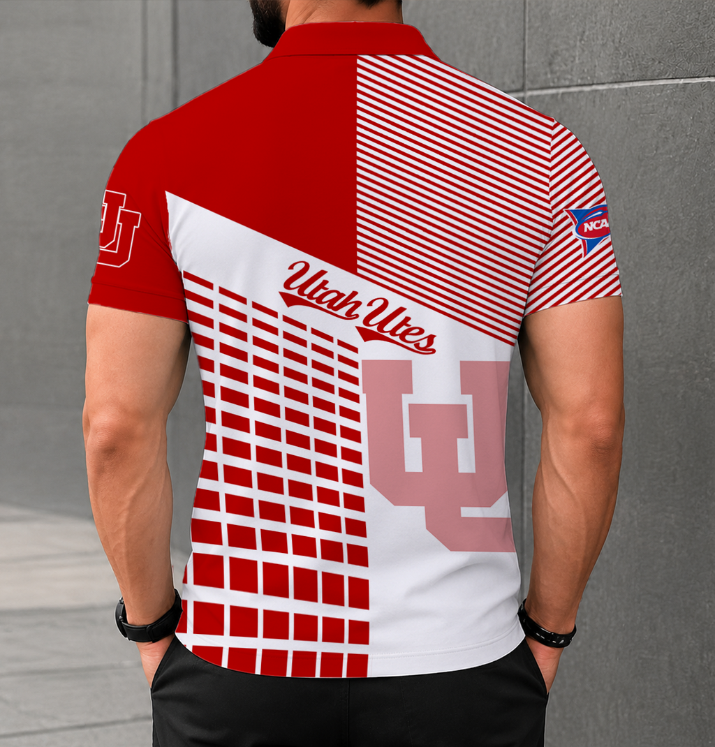 ELITE EDITION - NEW CUSTOMIZED NCAA FBS25 UTU UTAH UTES POLO SHIRT